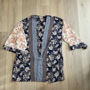 Mystree Women's Navy Floral Kimono Size S/M